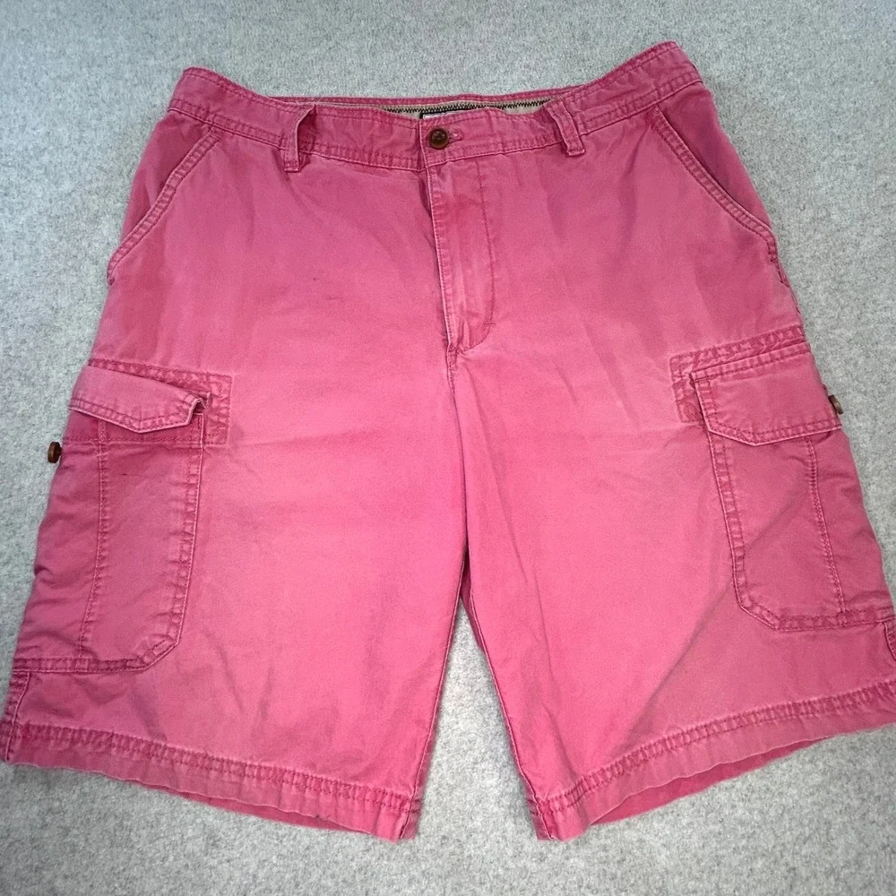 IZOD Saltwater‎ Cargo Shorts Mens 32 Pink Cotton Relaxed Fit Utility 6-Pocket